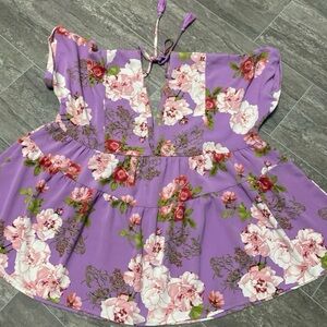 Entro Purple Floral Women's Top